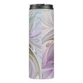 Blumenfarbenes Abstraktes Fraktal mit Rosa und Gol Thermosbecher (Rückseite)