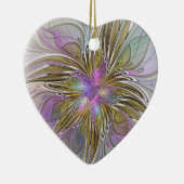 Blumenfarbenes Abstraktes Fraktal Rosa und goldene Keramik Ornament (Rechts)