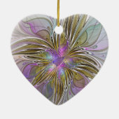 Blumenfarbenes Abstraktes Fraktal Rosa und goldene Keramik Ornament (Hinten)