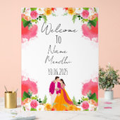 Blumenfarbenes Mendhi-Zeichen Acrylschild (Hochzeit)