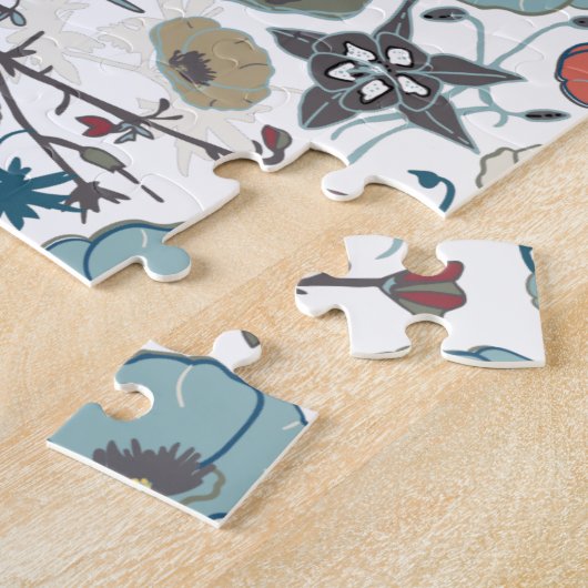 Blumenfarbenfroh-blaues Orangenmuster für Blume Puzzle (Seite)