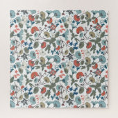 Blumenfarbenfroh-blaues Orangenmuster für Blume Puzzle (Horizontal)