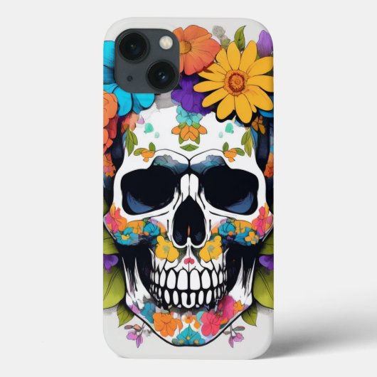 Blumenfarbenschädel Case-Mate iPhone Hülle (Rückseite)