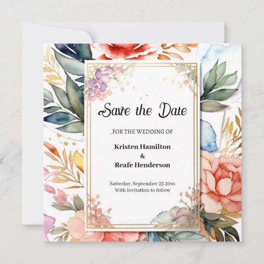 Blumenfarbensehen speichern Sie die Datumskarte Save The Date (Vorderseite)