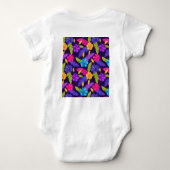 Blumenfarbige tropische Blätter Blume Muster-23 Baby Strampler (Rückseite)