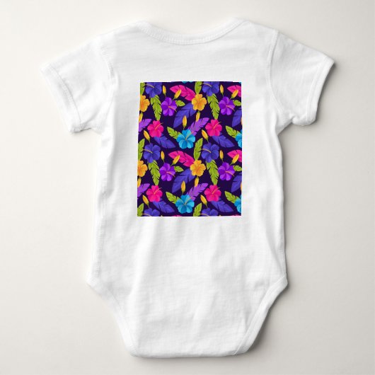 Blumenfarbige tropische Blätter Blume Muster-23 Baby Strampler (Rückseite)