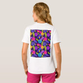 Blumenfarbige tropische Blätter Blume Muster-23 T-Shirt (Schwarz voll)