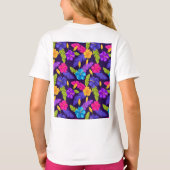 Blumenfarbige tropische Blätter Blume Muster-23 T-Shirt (Rückseite)