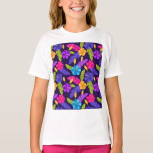 Blumenfarbige tropische Blätter Blume Muster-23 T-Shirt