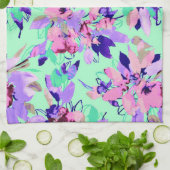 Blumenfarbmuster aquamarin lila rosa geschirrtuch (Gefaltet)