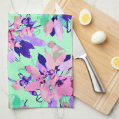 Blumenfarbmuster aquamarin lila rosa geschirrtuch (Viertel Falte)