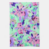 Blumenfarbmuster aquamarin lila rosa geschirrtuch (Vertikal)