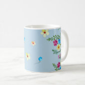 Blumenfarbmuster in blauen Tönen Kaffeetasse (VorderseiteRechts)