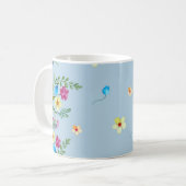 Blumenfarbmuster in blauen Tönen Kaffeetasse (Vorderseite Links)
