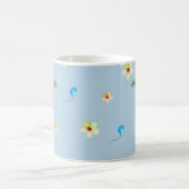 Blumenfarbmuster in blauen Tönen Kaffeetasse (Mittel)