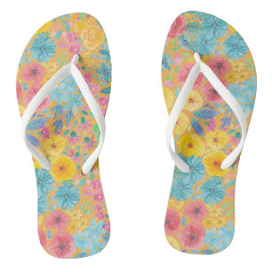 Blumenfarbmuster in gelber Farbe Badesandalen