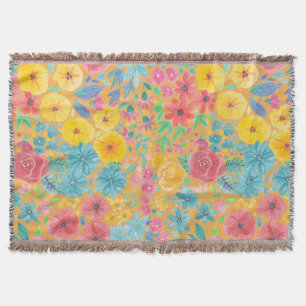 Blumenfarbmuster in gelber Farbe Decke