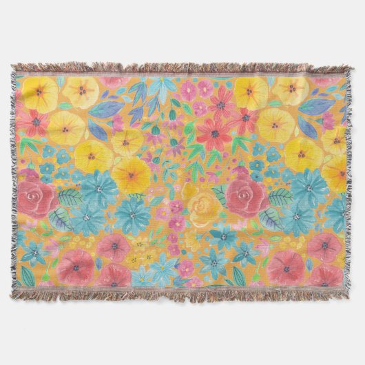 Blumenfarbmuster in gelber Farbe Decke (Vorderseite)