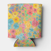 Blumenfarbmuster in gelber Farbe Dosenkühler (Vorderseite)