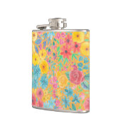 Blumenfarbmuster in gelber Farbe Flachmann (Links)