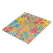 Blumenfarbmuster in gelber Farbe Fliese (Seite)