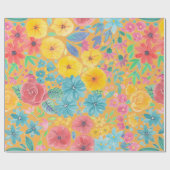 Blumenfarbmuster in gelber Farbe Geschenkpapier (Flach)