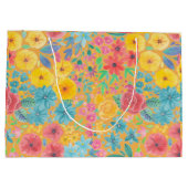 Blumenfarbmuster in gelber Farbe Große Geschenktüte (Rückseite)