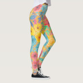 Blumenfarbmuster in gelber Farbe Leggings (Rechts)