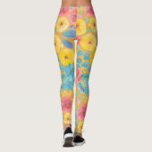 Blumenfarbmuster in gelber Farbe Leggings (Rückseite)