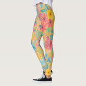 Blumenfarbmuster in gelber Farbe Leggings (Links)