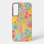 Blumenfarbmuster in gelber Farbe Samsung Galaxy Hülle (Rückseite)