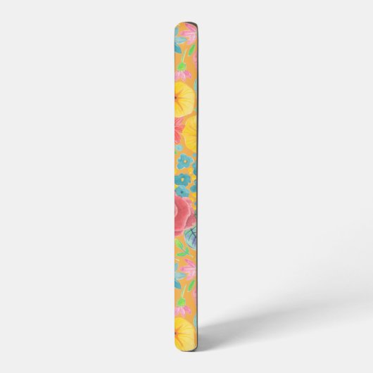 Blumenfarbmuster in gelber Farbe Samsung Galaxy Hülle (Linke Seite)