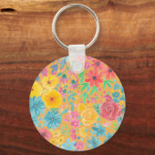Blumenfarbmuster in gelber Farbe Schlüsselanhänger (Vorderseite)