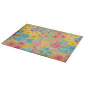 Blumenfarbmuster in gelber Farbe Schneidebrett (Ecke)