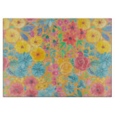 Blumenfarbmuster in gelber Farbe Schneidebrett (Vorderseite)