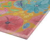 Blumenfarbmuster in gelber Farbe Schneidebrett (Ecke)