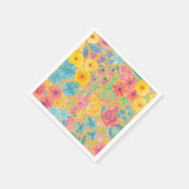 Blumenfarbmuster in gelber Farbe Serviette (Ecke)