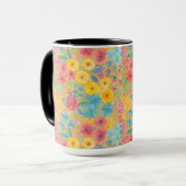 Blumenfarbmuster in gelber Farbe Tasse (Vorderseite Links)