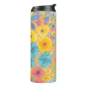 Blumenfarbmuster in gelber Farbe Thermosbecher (Nach links gedreht)