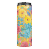 Blumenfarbmuster in gelber Farbe Thermosbecher (Rückseite)