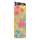 Blumenfarbmuster in gelber Farbe Thermosbecher (Nach rechts gedreht)