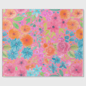 Blumenfarbmuster in Rosa Geschenkpapier (Flach)