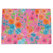 Blumenfarbmuster in Rosa Große Geschenktüte (Vorderseite)