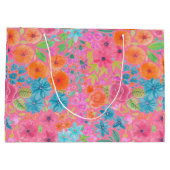 Blumenfarbmuster in Rosa Große Geschenktüte (Rückseite)
