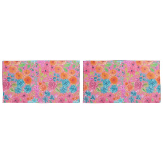 Blumenfarbmuster in Rosa Kissenbezug (Vorderseite-Set)