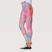 Blumenfarbmuster in Rosa Leggings (Links)