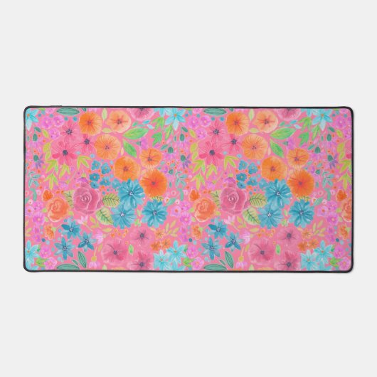 Blumenfarbmuster in Rosa Schreibtischunterlage (Vorderseite)