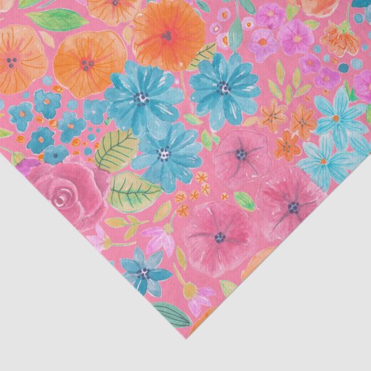 Blumenfarbmuster in Rosa Seidenpapier (Ausschnitt)