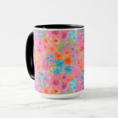 Blumenfarbmuster in Rosa Tasse (Vorderseite Links)