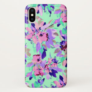 Blumenfarbmuster lila rosa Blume aquamarin Case-Mate iPhone Hülle